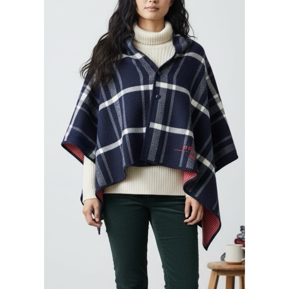 NWT Weekend Max Mara Convertible Cape Shawl Plaid Polka Dot Cabincore Preppy
